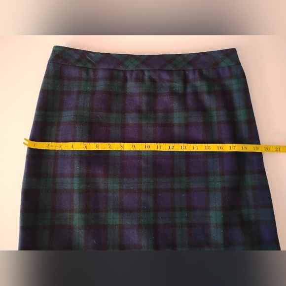 J. G. Hook Wool Pencil Skirt Blue Green Tartan Plaid Classic Vintage Size 10 - Picture 12 of 14